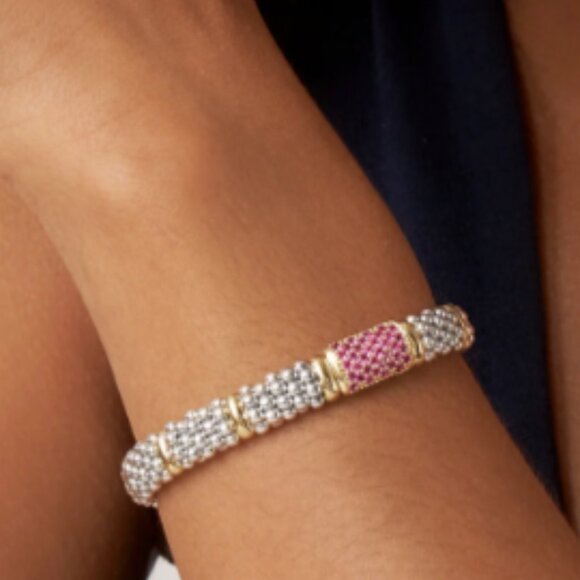 Pink Sapphire Caviar Bracelet | 9mm from Lagos Sz 7 - Picture 4 of 11